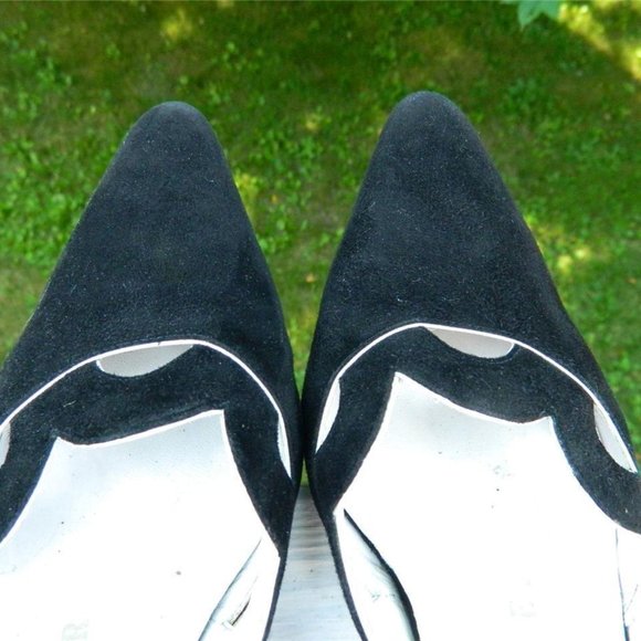 Walter Steiger Black Suede Kitten Heel Slides/Mules/Shoes Handmade Italy sz 8 - Picture 6 of 12